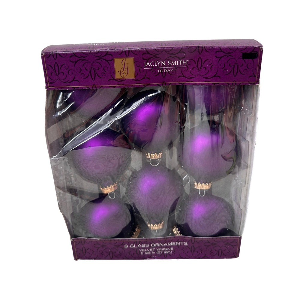 Jaclyn Smith‎ Glass Ornaments Velvet Visions Purple Round Christmas Tree Decor